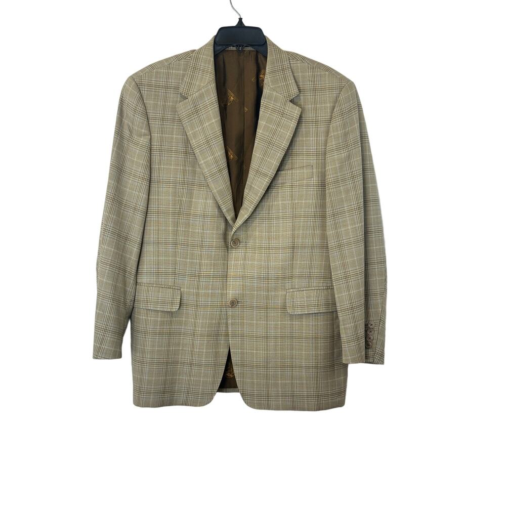 Miller Brothers Ltd. Blazer Mens 41R Brown Tan Check Wool Silk Sport Coat